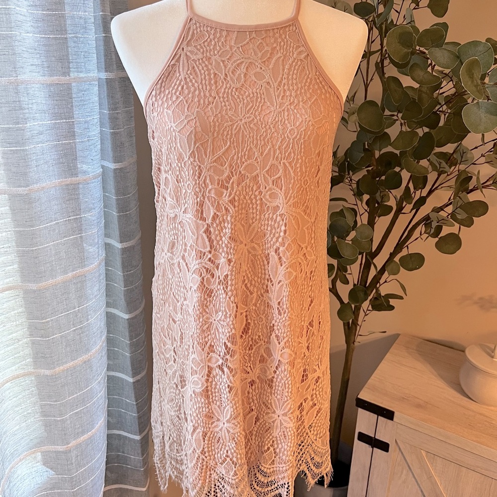 Dusty Pink Lace Dress